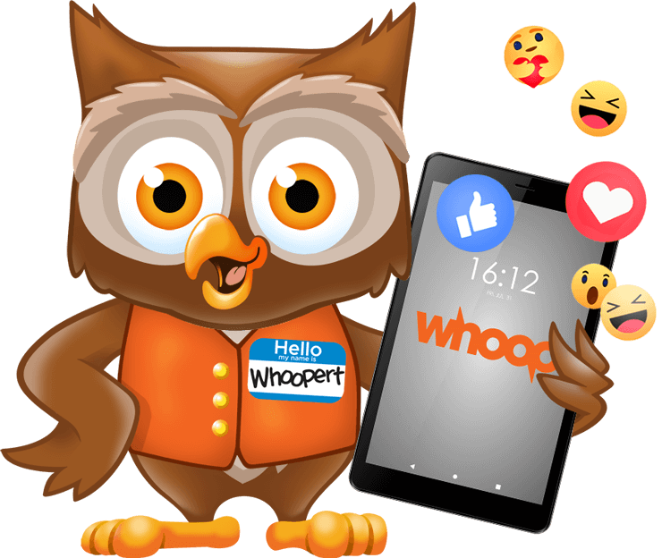 Whoopert the owl holding a tablet